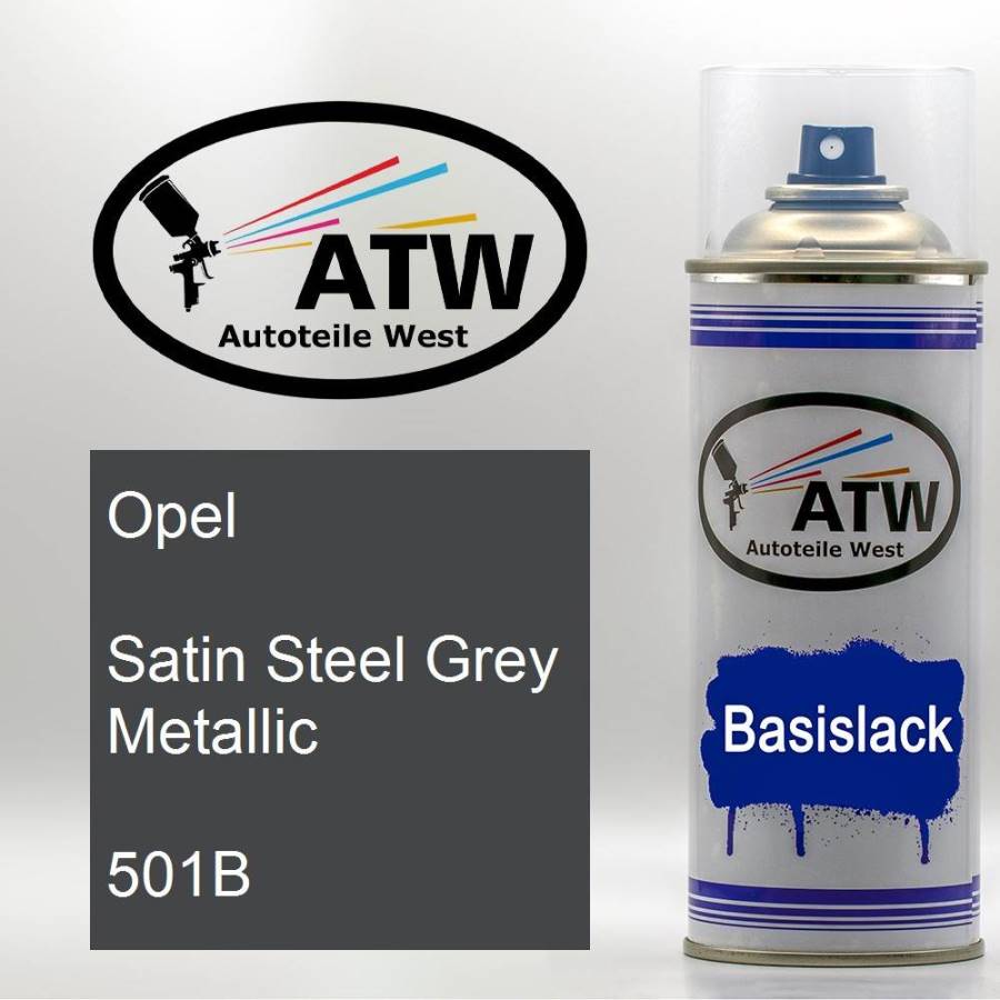 Opel, Satin Steel Grey Metallic, 501B: 400ml Sprühdose, von ATW Autoteile West.